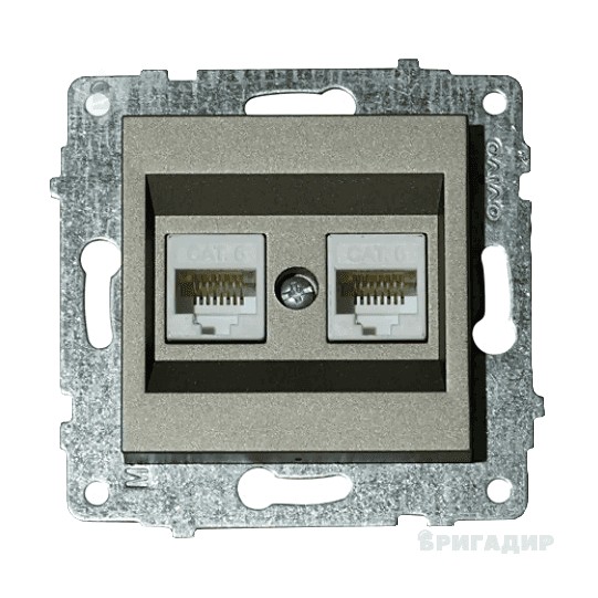 Механізм розетки комп'ютерної подвійної (CAT6) Grano срібло