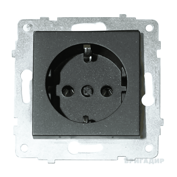 Механізм розетки з заз.Grano чорн. металік