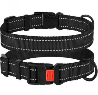 Нашийник подвійний нейлоновий світловідбивний чорний Dog Extreme