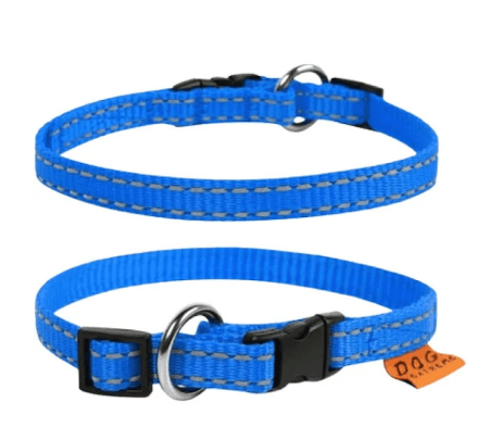 Нашийник подвійний нейлон світловідб.синій (15мм*27-35см) Dog Extreme