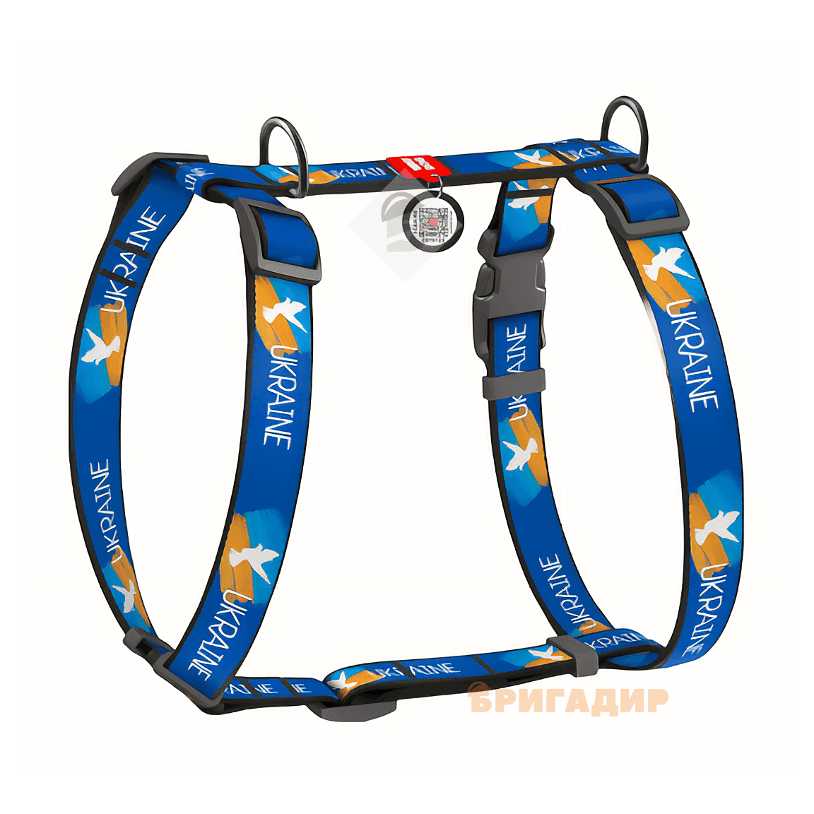 Анатомічна шлея WAUDOG Nylon з QR паспортом, дизайн Прапор