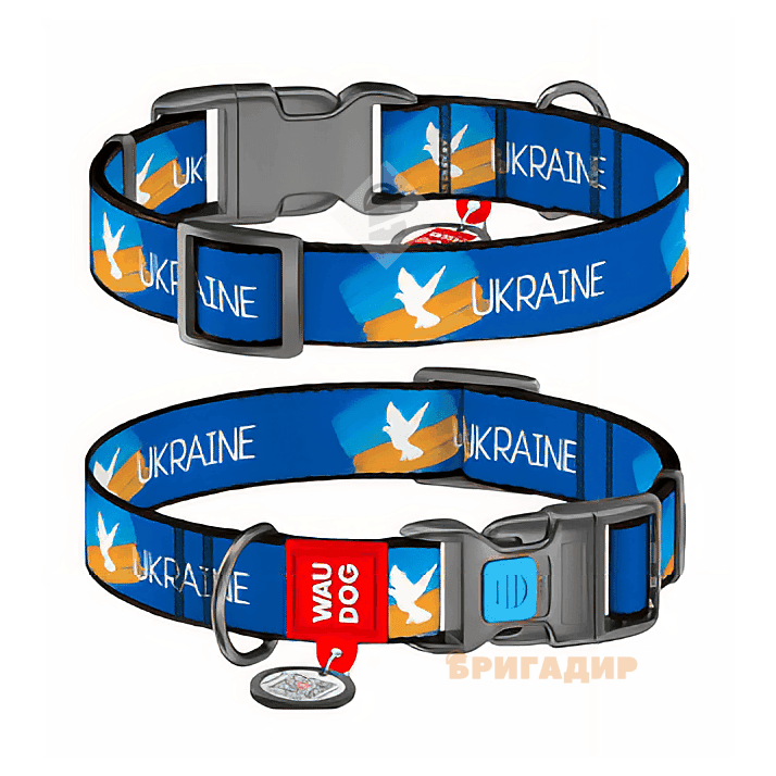 Нашийник для собак нейлоновий WAUDOG Nylon з QR паспортом, 'Прапор'