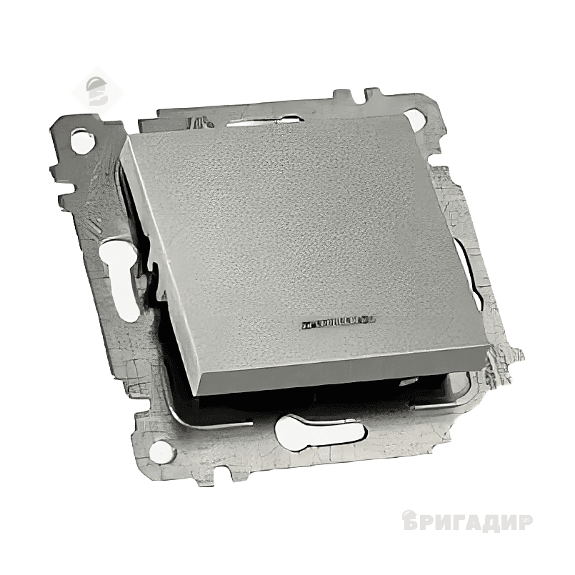 Механізм вимикача 1 кл, 10А, з світловим індикатором, RITA, Mutlusan, "срібло"