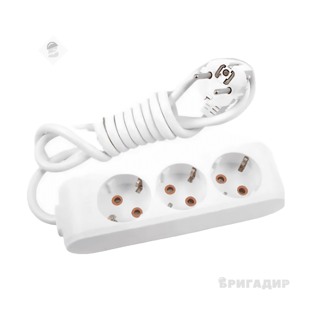 Подовжувач 3 гн. 5 метрів з/заз білий (Multi-Let)