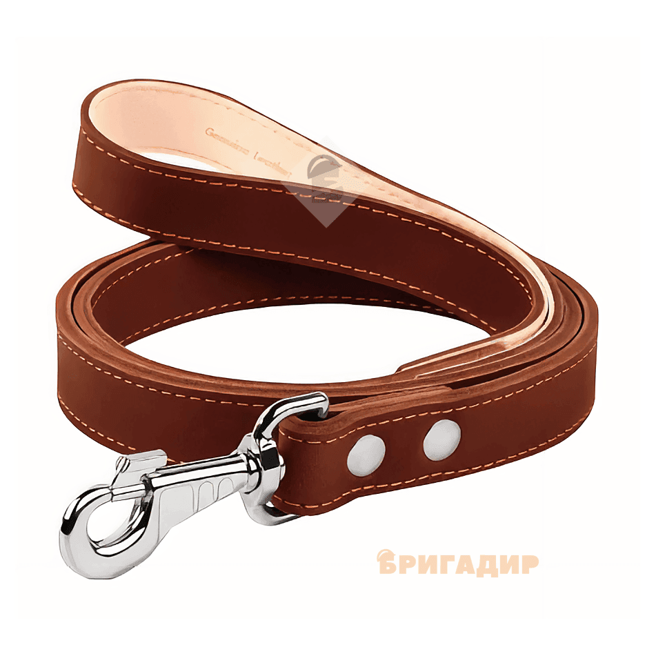 Повідець подвійний з прошивкою коричневий