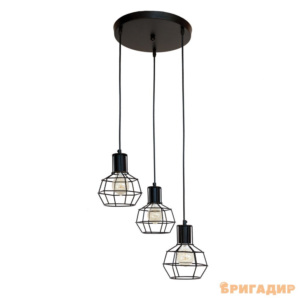 Світильник Loft 3 лампи чорний