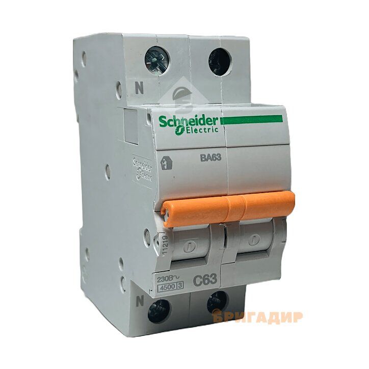 Автоматичний вимикач Schneider 2п 63А Resy 9 ВА63 С
