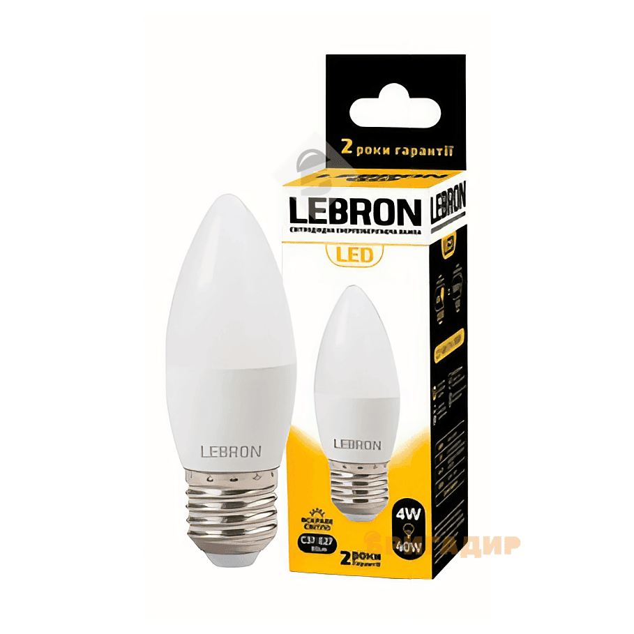 Лампочка Леброн 6ВТ свічка Е27 4100К 111350